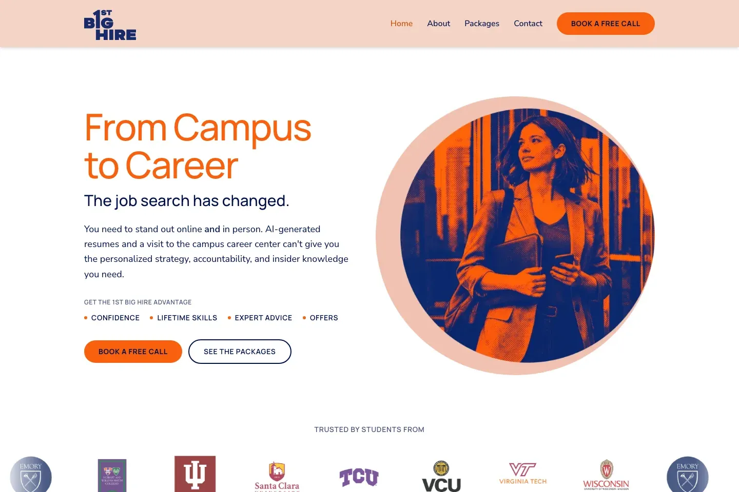1stbighire.com homepage: From Campus to Career