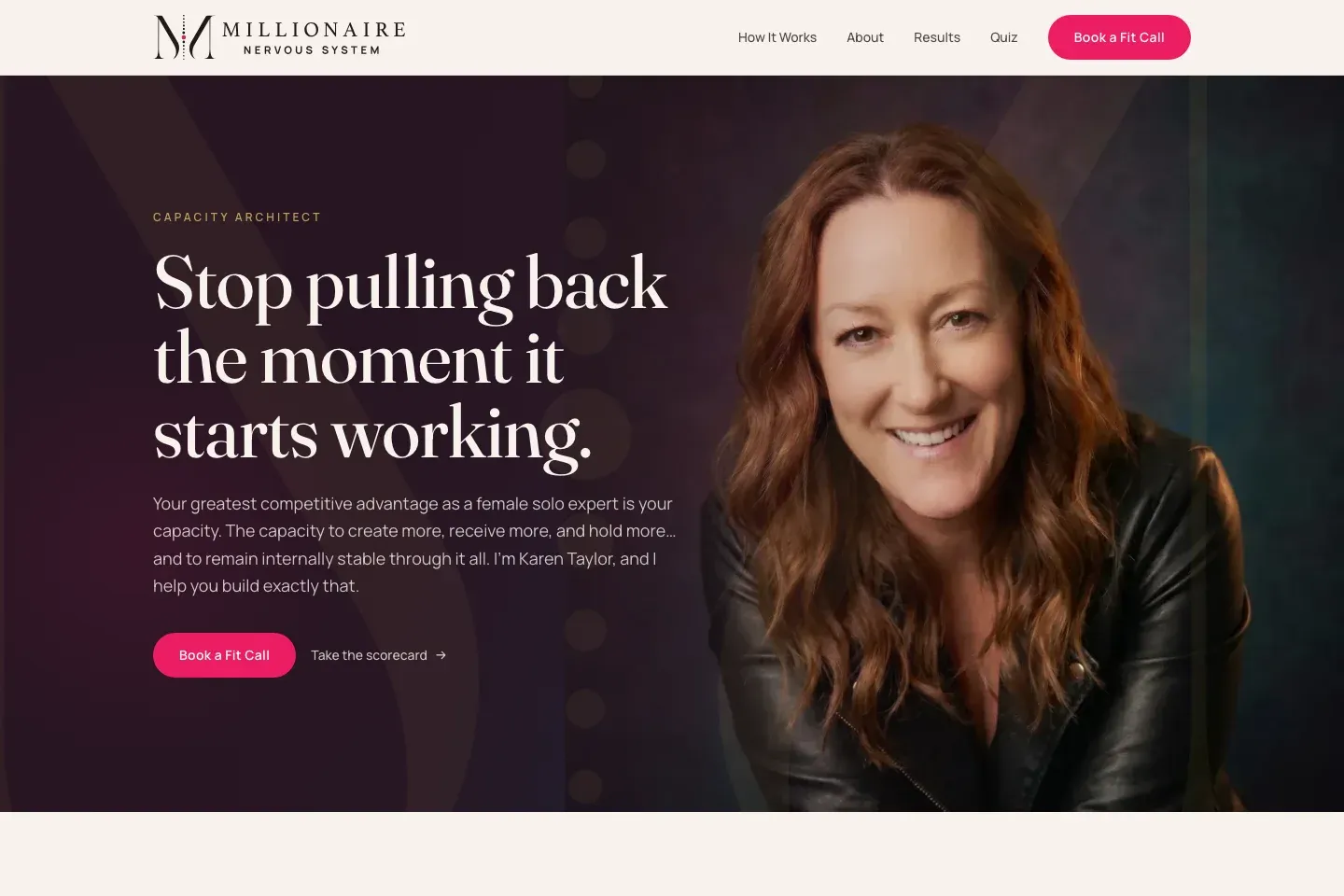 millionairenervoussystem.com homepage: Stop pulling back the moment it starts working